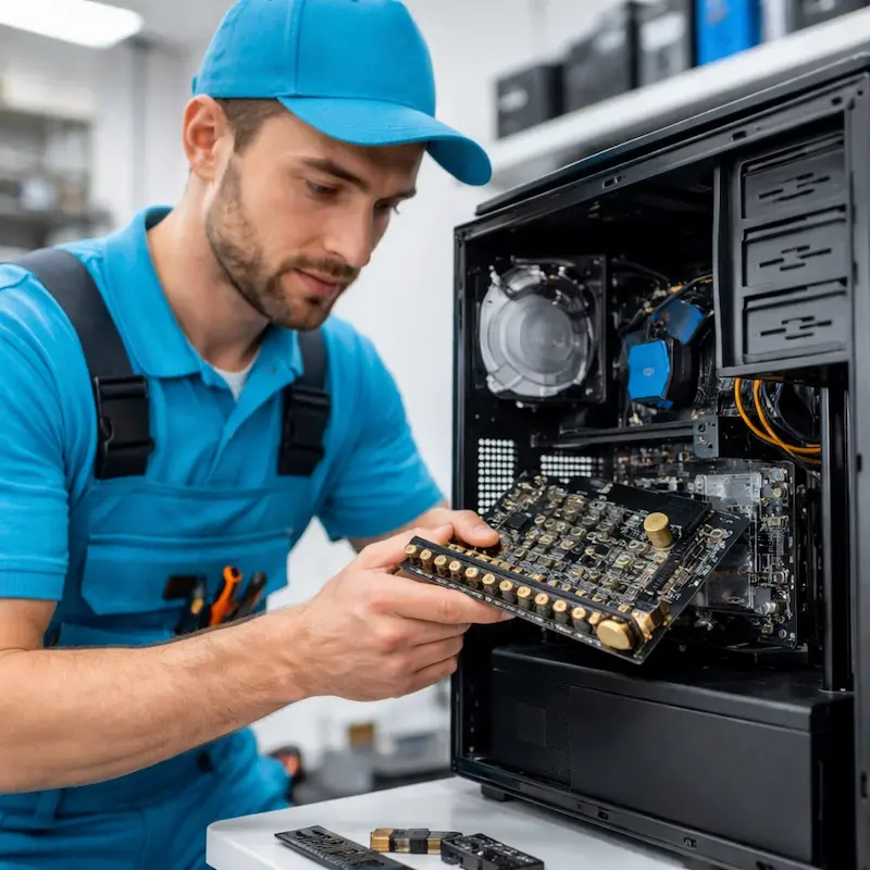 Мастер устанавливает звуковую карту на ПК в Кстово